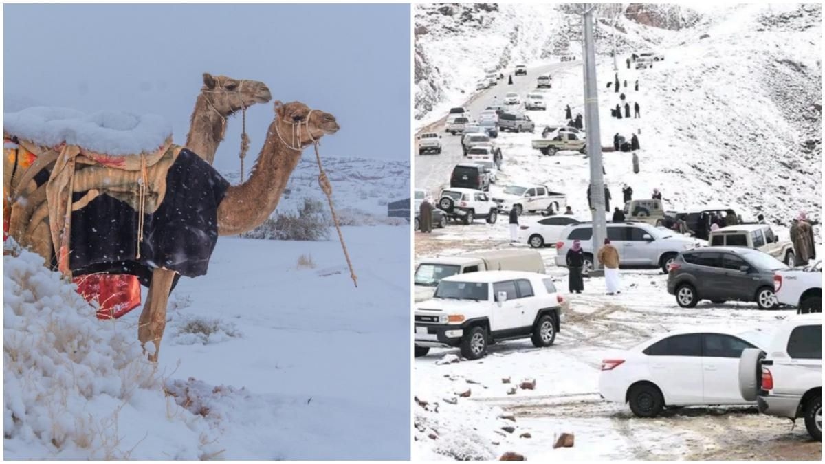 PREMIERĂ. Deşert din Arabia Saudită, cu temperaturi de 55 de grade Celsius, acoperit de zăpadă